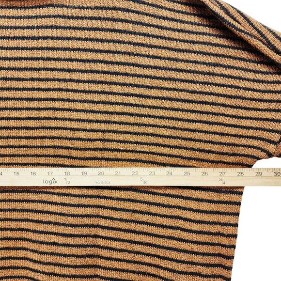 Striped Turtleneck Oversized Knit Sweater Warm Amber Black Horizontal paten 2XL - Picture 5 of 6